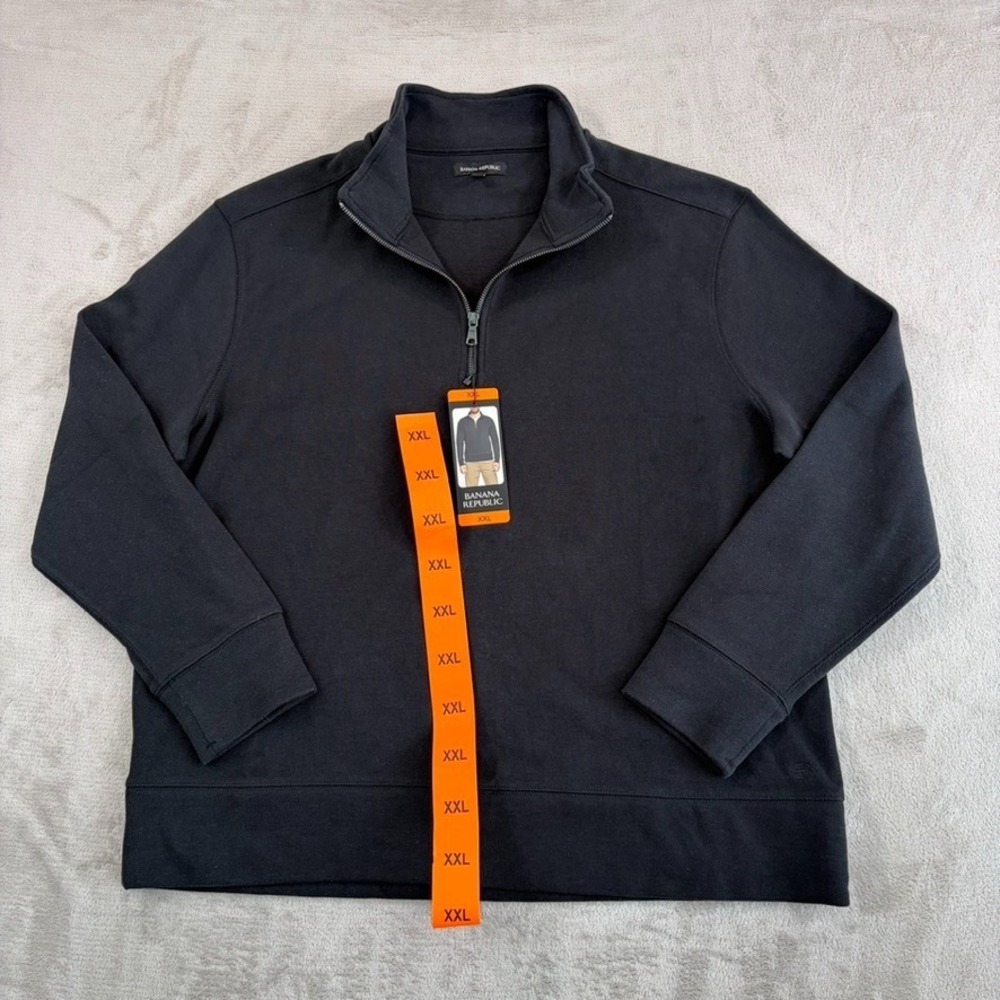 Banana Republic‎ 1/4 Zip Sweater in Black Men 2XL Mock Neck Casual NWT